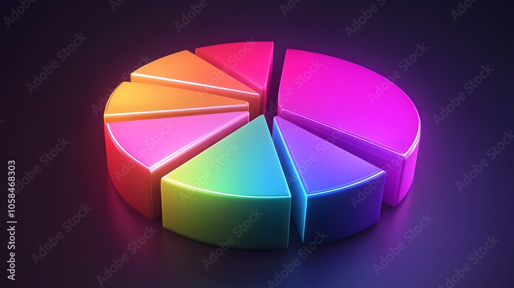3D vector pie chart infographic template, semicircle form, divided into nine parts, smooth glowing texture, highly vibrant colors ranging from deep purple to neon green, modern and clean design, high
3D vector pie chart infographic template, semicircle form, divided into nine parts, smooth glowing texture, highly vibrant colors ranging from deep purple to neon green, modern and clean design, high