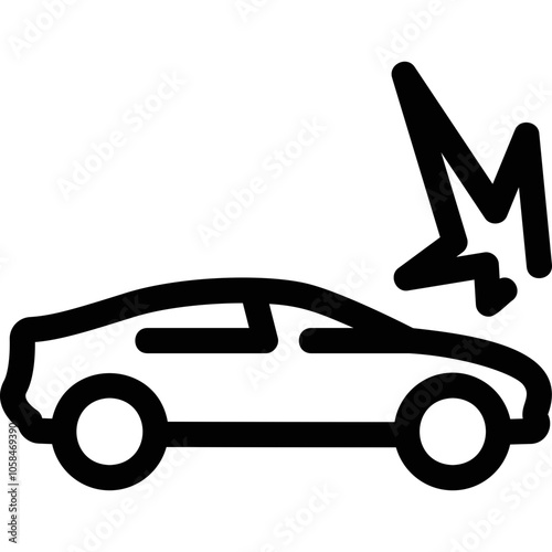 Simple vector icon on a theme car, accident