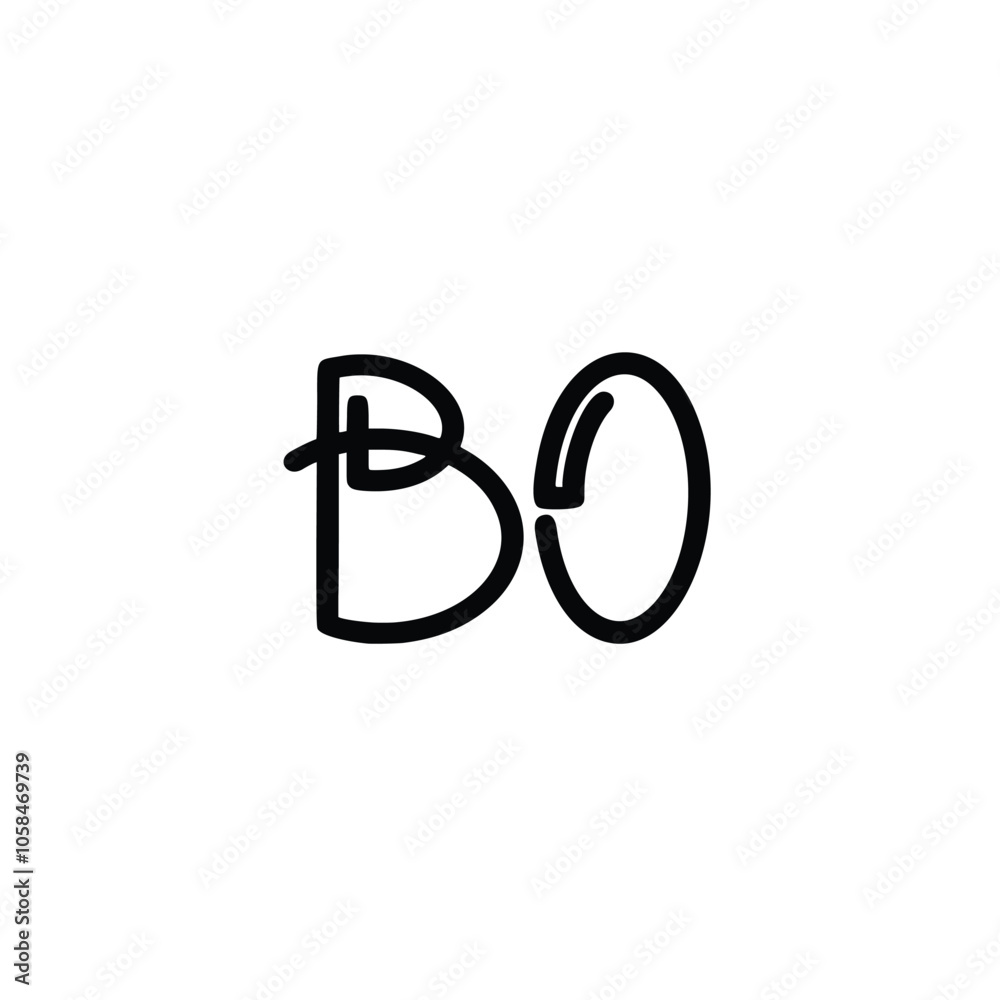 Obraz premium BO monogram logo design letter text name symbol monochrome logotype alphabet character simple logo