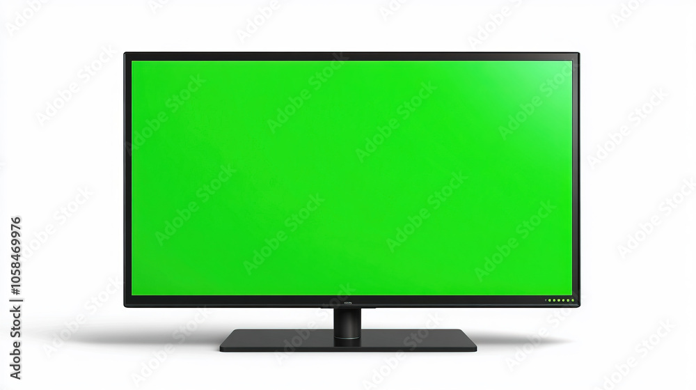 big led tv with green screen on white background big led tv with green screen on white background