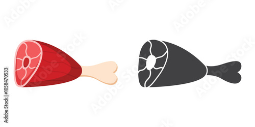 Raw meat icon in flat style. Lamb or beef vector illustration on isolated background. Fried protein meal sign business concept.