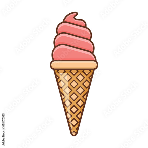 Ice cream icon in flat style. Tasty dessert vector illustration on isolated background. Sweet eating sign business concept.