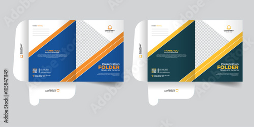 Creative, modern, presentation folder design template, geometric stylish and colorful file folder design real estate File Cases.
