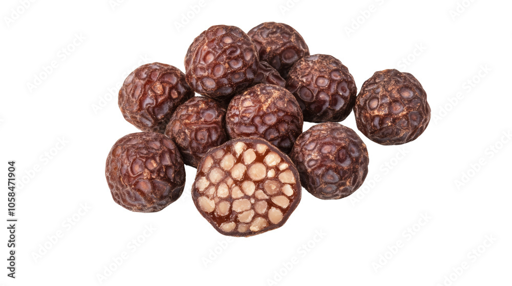 Dried Chinese Red Dates, Halved and Whole isolated PNG Dried Chinese Red Dates, Halved and Whole isolated PNG