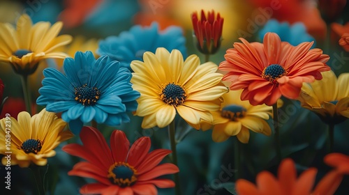 Colorful flowers in bloom with vibrant petals