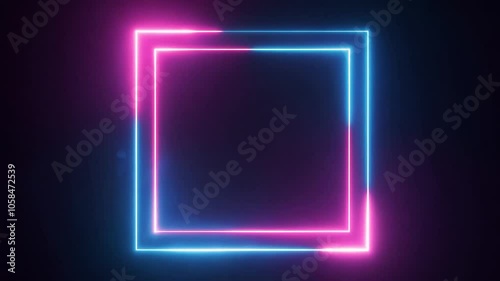 neon frame Abstract loop Seamless square box light ray effect sphere circle energy mystic beautiful border colourful lens magic optical radial radiant rotation science fiction vortex astral demo disp