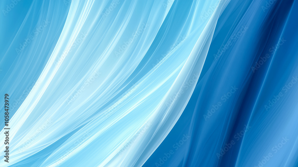 Fototapeta premium An abstract image featuring smooth, flowing blue and white waves, creating a calming and fluid texture ideal for backgrounds or wallpapers