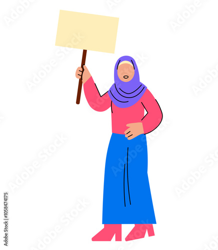 Hijab Women Protest Holding Breaking Board