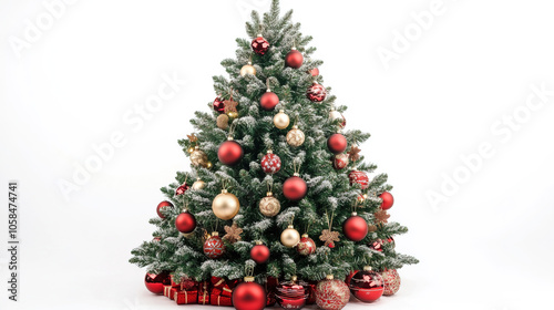 Christmas Tree with Ornaments on White background