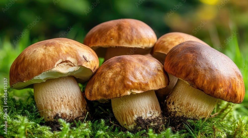 Fresh forest mushrooms captured in detail, presenting a close-up view of edible mushrooms. Ideal for illustrating mushroom harvesting during the autumn season with copy space. Fresh forest mushrooms captured in detail, presenting a close-up view of edible mushrooms. Ideal for illustrating mushroom harvesting during the autumn season with copy space.