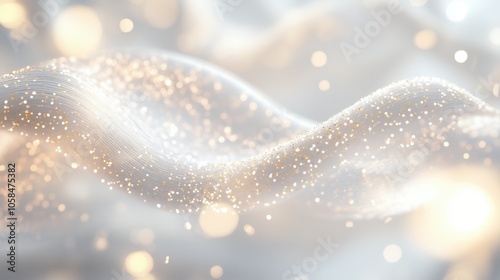 abstract background with gold glitter swirl on white marble texture with bokeh lights and sparkles