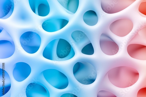 Blue and pink background with a white and blue pattern. The pattern is made up of circles and the colors are vibrant. The image has a futuristic and abstract feel to it