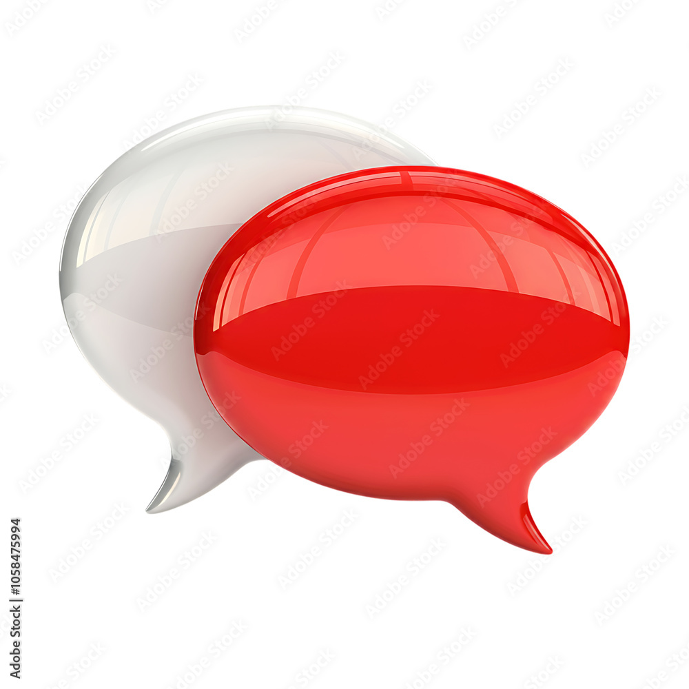 Red and White Speech Bubbles Icon on Transparent Background
Red and White Speech Bubbles Icon on Transparent Background