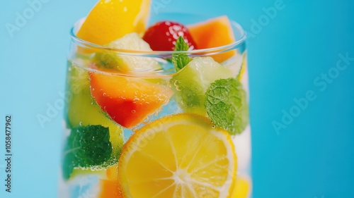 Refreshing citrus-infused water with vibrant fresh fruits for a burst of flavor and hydration.