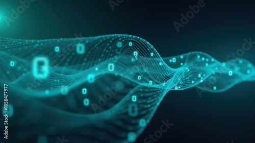 Abstract Data Stream with Binary Code Waves