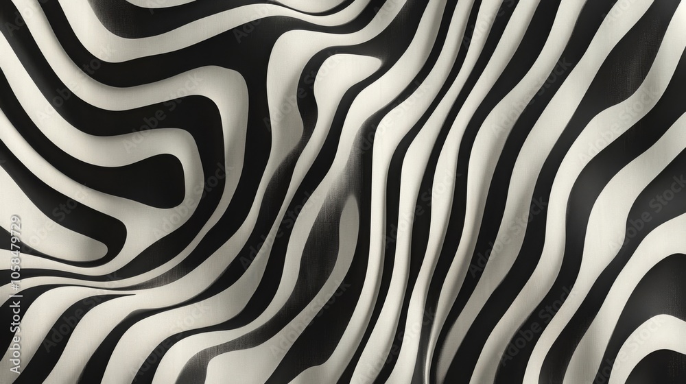 2410_051.abstract black and white wavy pattern, bold alternating stripes, optical illusion effect, smooth flowing curves, high-contrast design, dynamic lines creating a sense of motion, symmetrical 2410_051.abstract black and white wavy pattern, bold alternating stripes, optical illusion effect, smooth flowing curves, high-contrast design, dynamic lines creating a sense of motion, symmetrical