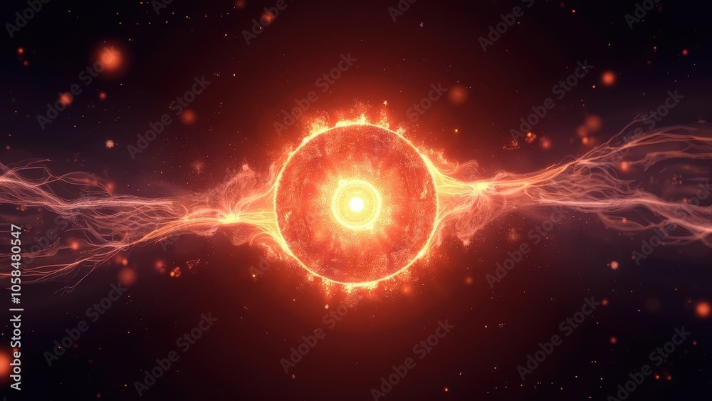 Obraz premium Vibrant Plasma Sphere in Cosmic Confinement