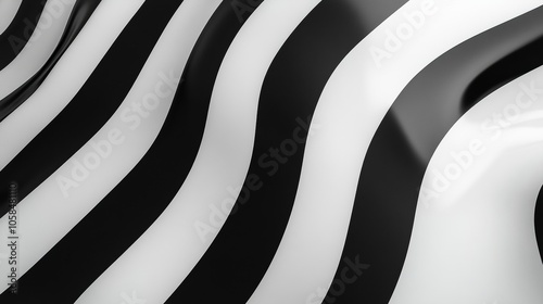 Wallpaper Mural 2410_053.wavy lines in black and white, alternating stripes creating an abstract optical illusion, flowing distorted curves, bold contrast, dynamic movement, simple yet striking design, hypnotic Torontodigital.ca