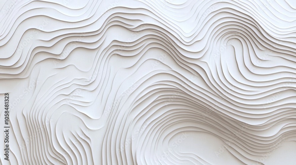 2410_048.thin lines forming topographic map pattern, white background with smooth 3d curves, organic wood grain-like texture, monochromatic relief design, abstract flowing terrain, seamless and 2410_048.thin lines forming topographic map pattern, white background with smooth 3d curves, organic wood grain-like texture, monochromatic relief design, abstract flowing terrain, seamless and