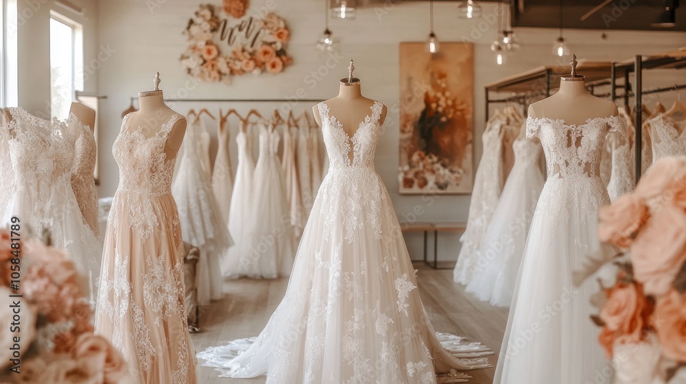 Bridal Shop With Dresses On Display Bridal Shop With Dresses On Display