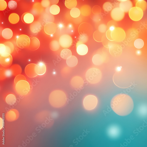 vibrant abstract background featuring soft bokeh lights in warm hues of orange and red, creating festive atmosphere perfect for holiday themes