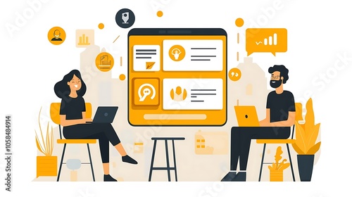 Visual representation of a customer feedback loop utilizing surveys and sentiment analysis tools for continuous improvement.