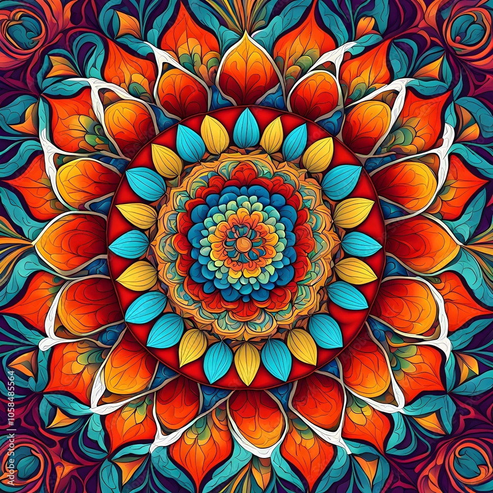 flowing, abstract mandala with shifting geometric patterns and vibrant pastel colors, creating a meditative, rhythmic pulsing effect