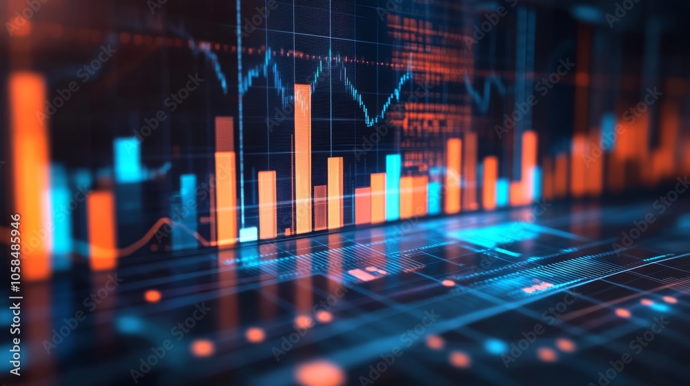A dynamic digital visualization of data presented through colorful bars and lines, illustrating trends and analysis in a tech-inspired design. A dynamic digital visualization of data presented through colorful bars and lines, illustrating trends and analysis in a tech-inspired design.