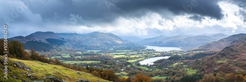 Majestic Highland Landscape in Vibrant Fall Colors with Dramatic Skies - Ultra-Detailed Panoramic View