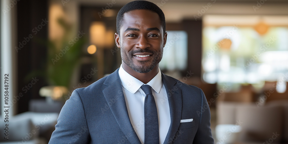 Confident African American Manager in Professional Formal Business Attire Confident African American Manager in Professional Formal Business Attire