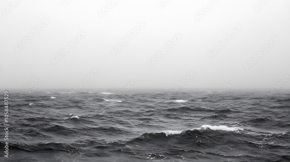 Fototapeta premium Gray Sea with Waves Blank Background with Copy Space for Design Projects