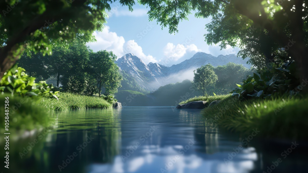 Tranquil landscape with a gentle breeze, harmonizing the beauty of nature in perfect balance. Tranquil landscape with a gentle breeze, harmonizing the beauty of nature in perfect balance.