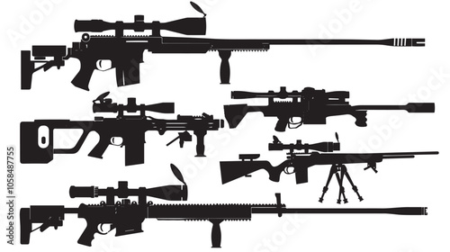 Collection of Assult rifles silhouette set