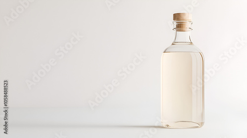 White vinegar stored in a glass bottle isolated on white with a clipping path