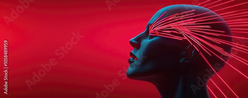 Abstract representation of thoughts with vibrant colors and lines emanating from a head.