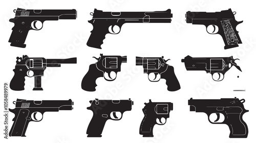 Collection of handguns silhouette set