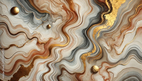 Abstract Fluid Art with Gold Accents