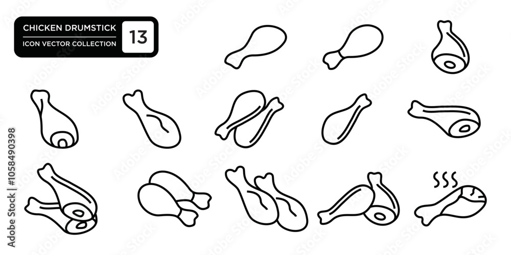 Chicken drumstick icon collection, editable and resizable vector icon templates. Chicken drumstick icon collection, editable and resizable vector icon templates.
