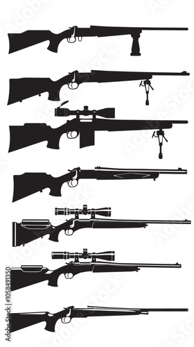 Collection of shotguns silhouette set 