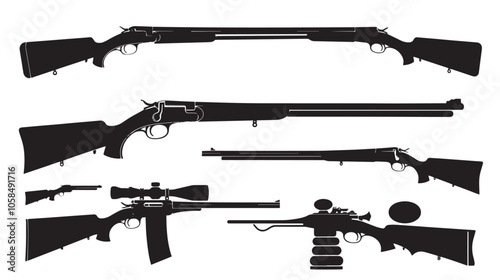 Collection of shotguns silhouette set 
