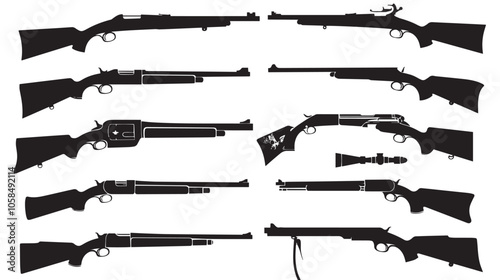Collection of shotguns silhouette set 