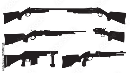 Collection of shotguns silhouette set 