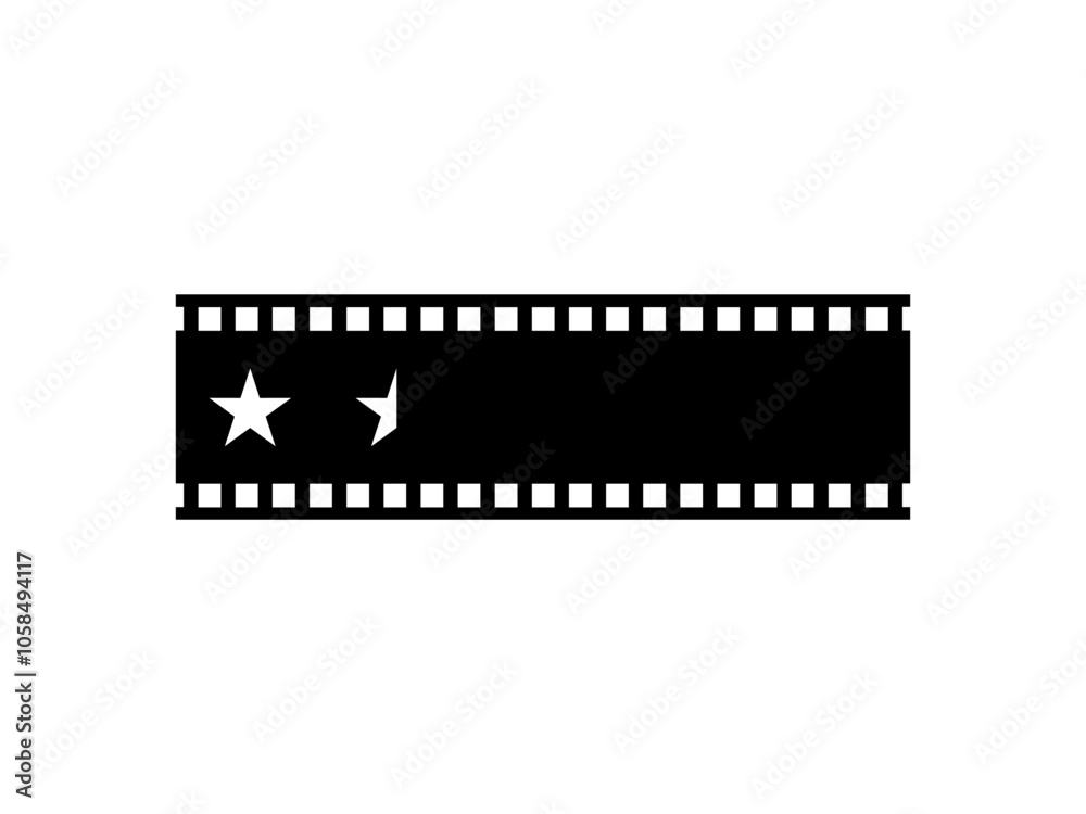 Visual of the Five (5) Star Sign in the Filmstrip Silhouette. Rating Icon Symbol for Film or Movie Review, Pictogram, Apps, Website or Graphic Design Element. Rating 1,5 Star. Vector Illustration Visual of the Five (5) Star Sign in the Filmstrip Silhouette. Rating Icon Symbol for Film or Movie Review, Pictogram, Apps, Website or Graphic Design Element. Rating 1,5 Star. Vector Illustration