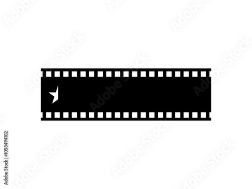 Visual of the Five (5) Star Sign in the Filmstrip Silhouette. Rating Icon Symbol for Film or Movie Review, Pictogram, Apps, Website or Graphic Design Element. Rating 0,5 Star. Vector Illustration