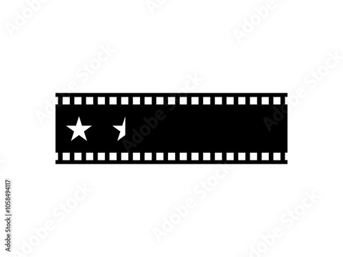 Visual of the Five (5) Star Sign in the Filmstrip Silhouette. Rating Icon Symbol for Film or Movie Review, Pictogram, Apps, Website or Graphic Design Element. Rating 1,5 Star. Vector Illustration