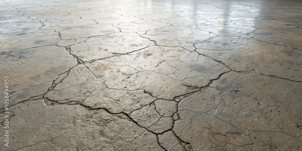 Cracked concrete surface with a natural light reflecting on it Cracked concrete surface with a natural light reflecting on it