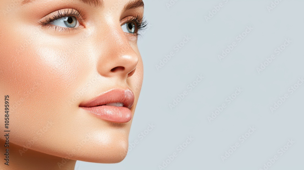 Fototapeta premium Close-Up of Collagen-Rich Skin in Soft Glowing Light, Perfect for Text Overlay and Captivating Visuals.