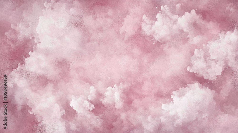 Fototapeta premium Soft pink clouds gently float across a serene sky during sunset, creating a tranquil atmosphere