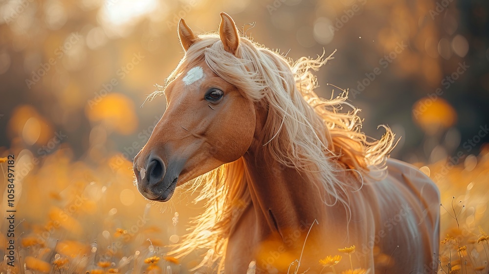 Stunning Golden Horse in a Field of Sunlight Stunning Golden Horse in a Field of Sunlight
