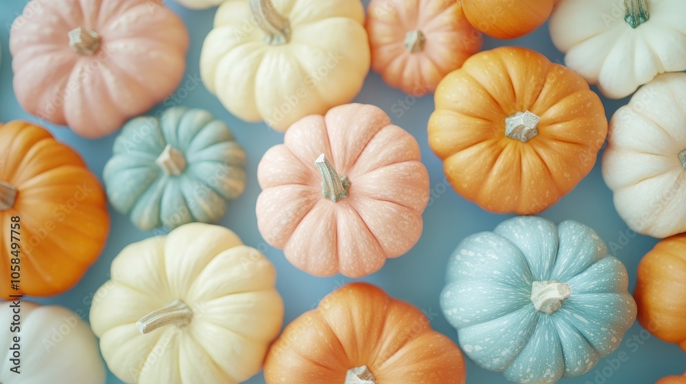Minimalist Pumpkin Arrangement in Peach and Cream with Blue Background, Perfect for Thanksgiving, Fall Decor, and Seasonal Promotions with a Warm, Stylish Aesthetic Minimalist Pumpkin Arrangement in Peach and Cream with Blue Background, Perfect for Thanksgiving, Fall Decor, and Seasonal Promotions with a Warm, Stylish Aesthetic
